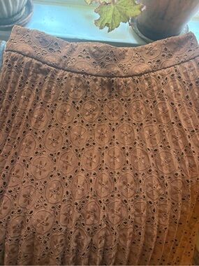 Sezane Chestnut Brown Eyelet Skirt